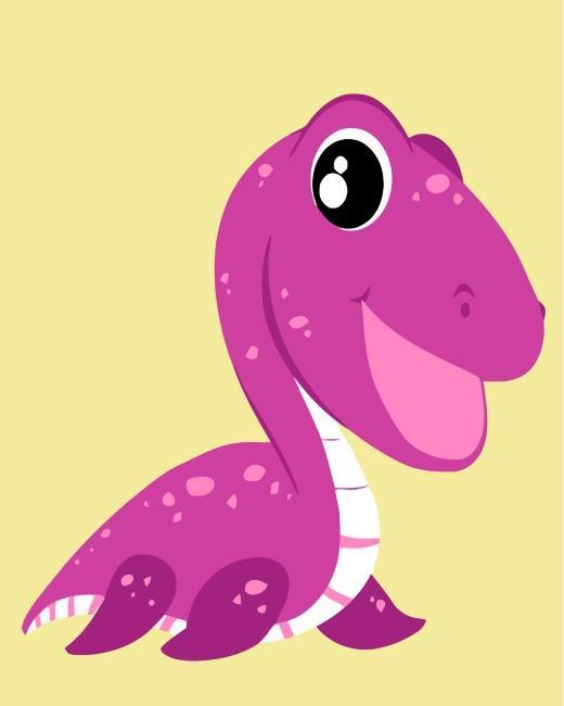 Dinosaurio Morado Lindo en Dibujos Animados Pintar por Números Niños