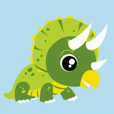 Dinosaurio Verde Adorable con Cuernos Pintar por Números Niños