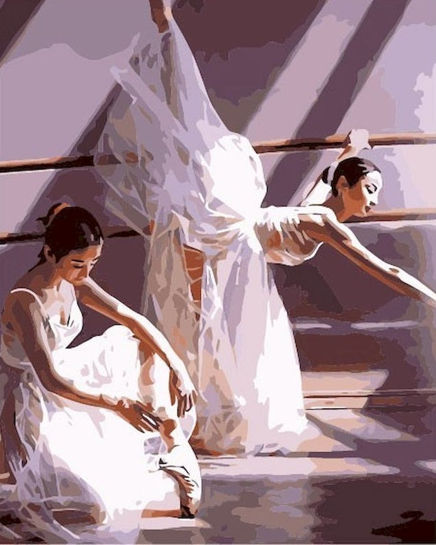 Dos Bailarinas de Ballet Practicando Pintar por Números