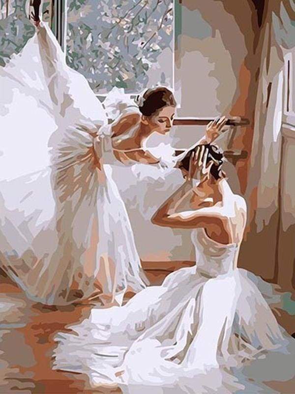 Dos Bailarinas en el Estudio de Danza Pintar por Números