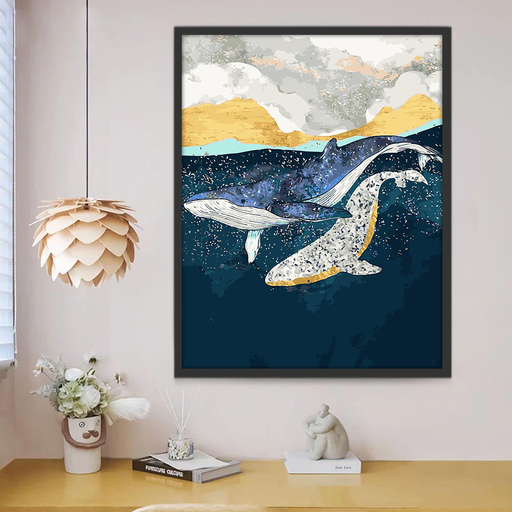 Dos Ballenas en Océano Oscuro Pintar por Números