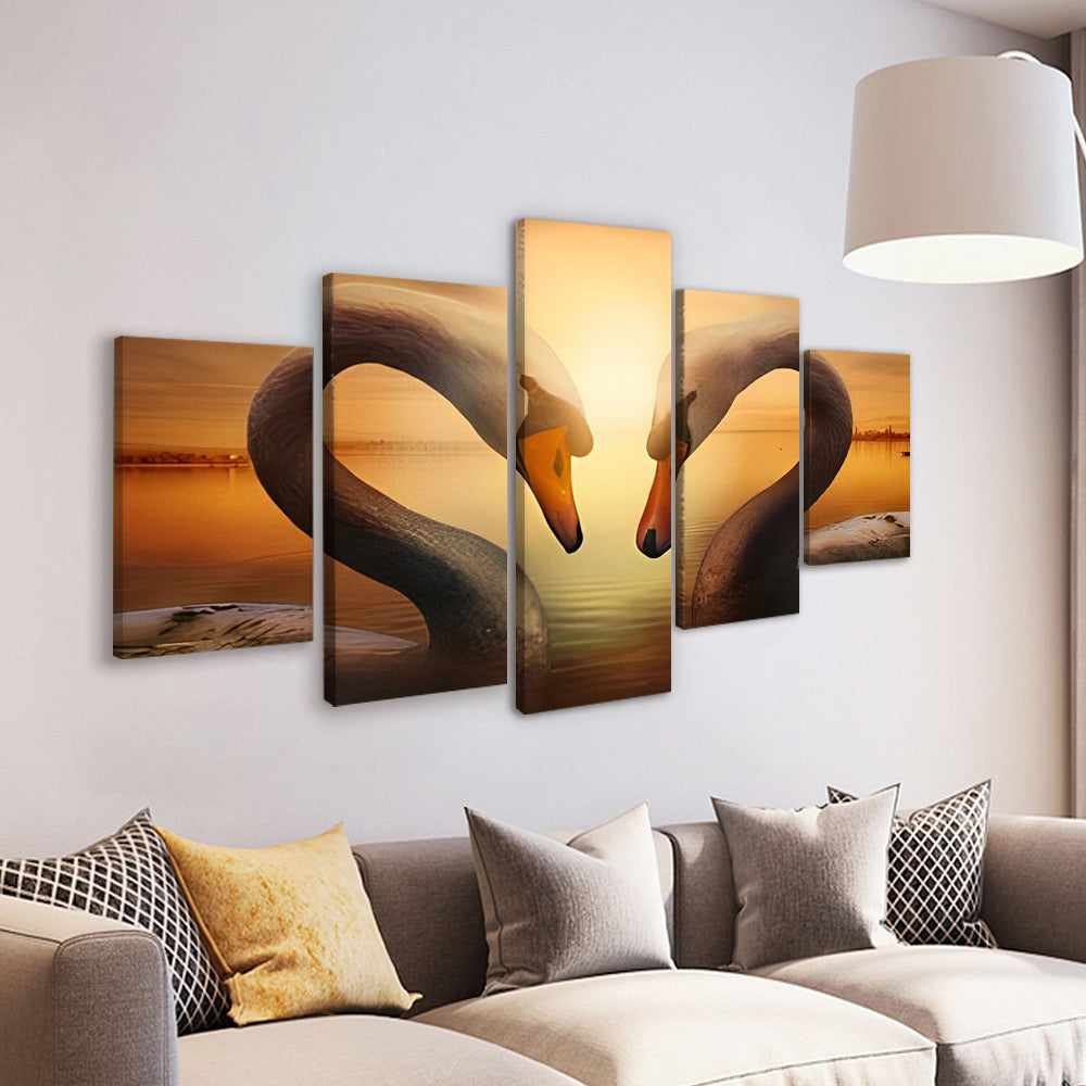 Dos Cisnes Enamorados 5 Partes Pintar por Números