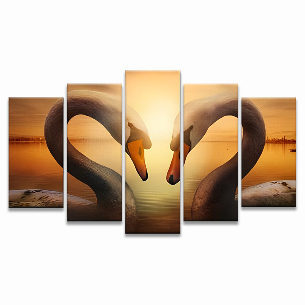 Dos Cisnes Enamorados 5 Partes Pintar por Números
