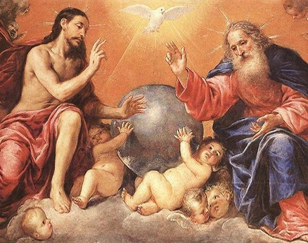 Dos Dioses y los Niños sobre las Nubes Pintar por Números