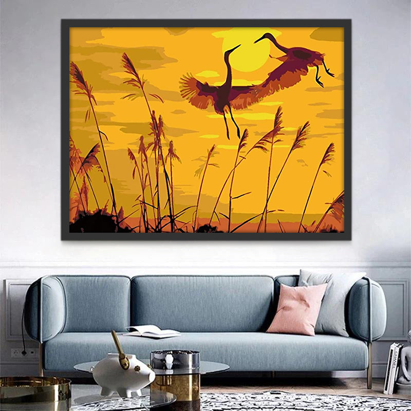 Dos Garcetas y Puesta del Sol Pintar por Números