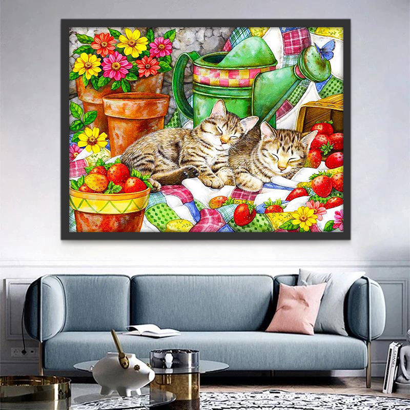 Dos Gatos Durmiendo en la Manta Pintar por Números
