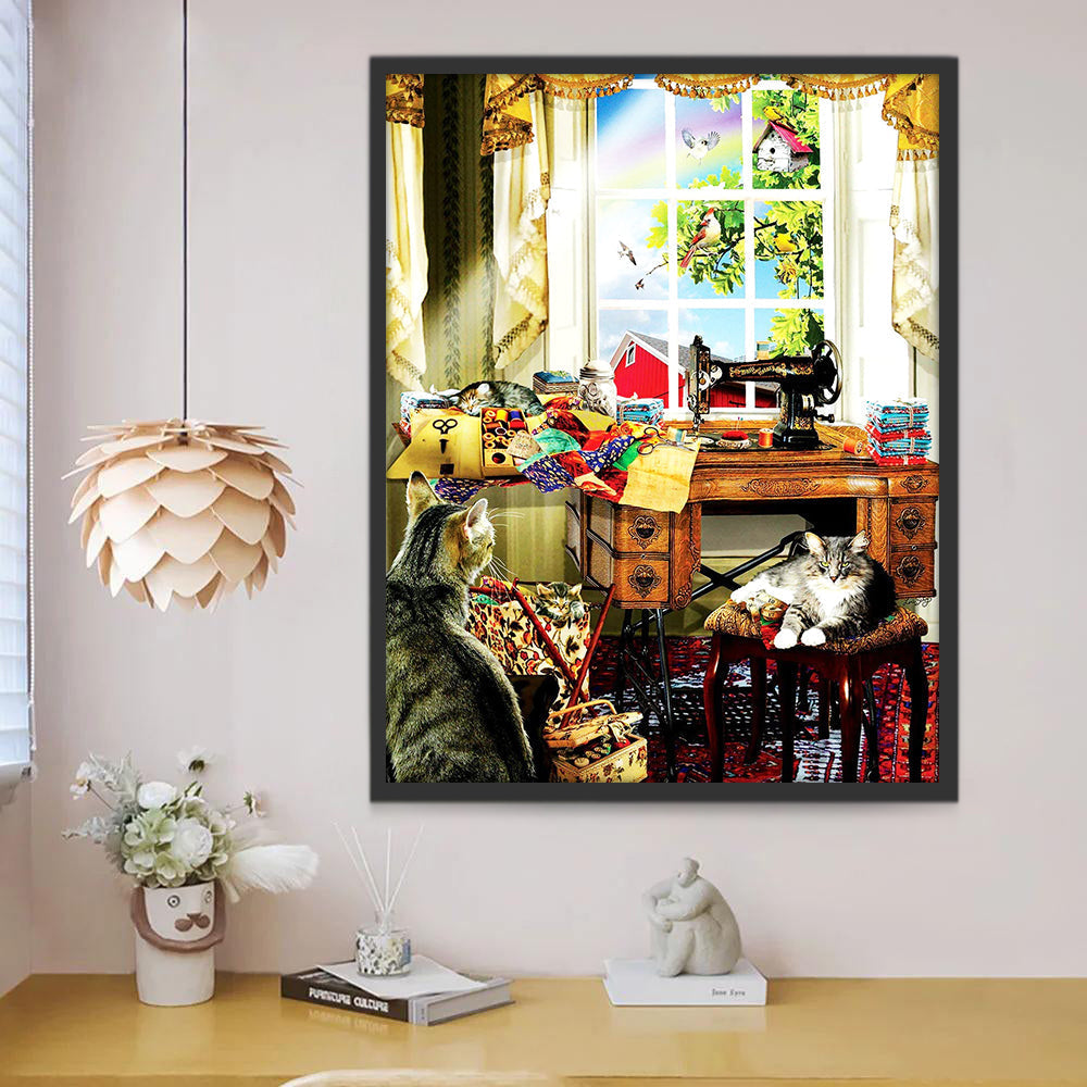 Dos Gatos en el Cuarto Pintar por Números