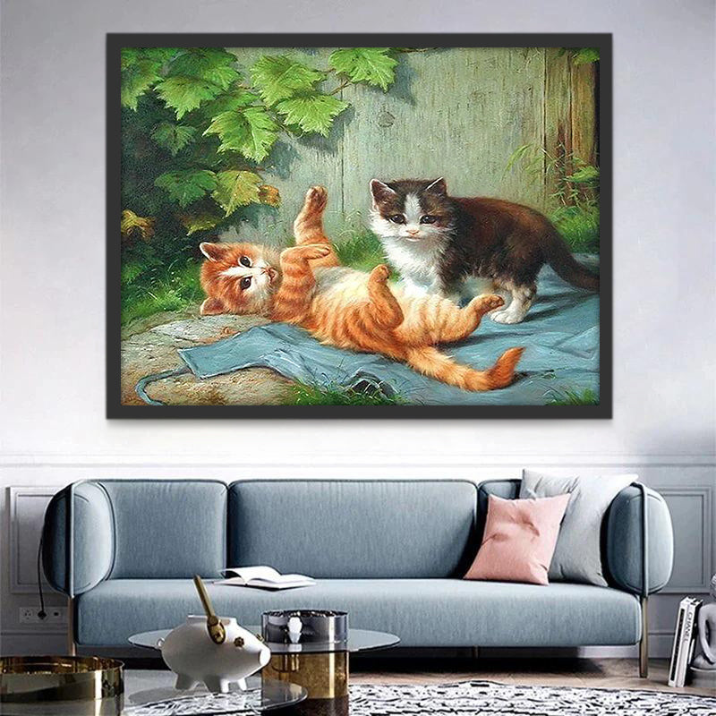 Dos Gatos Jugando en la Manta Pintar por Números