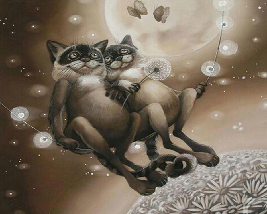 Dos Gatos Sentados sobre las Luces Pequeñas Pintar por Números