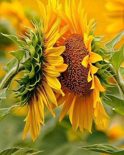 Dos Girasoles Uno Frente al Otro de Cerca Pintar por Números