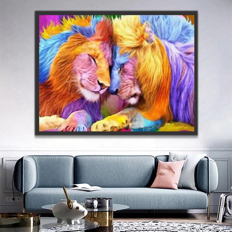 Dos Leones Coloridos Pintar por Números