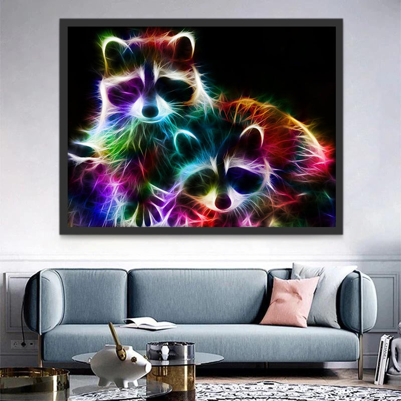 Dos Mapaches Coloridos Pintar por Números