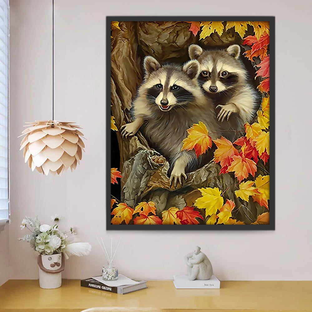 Dos Mapaches en Árbol Pintar por Números