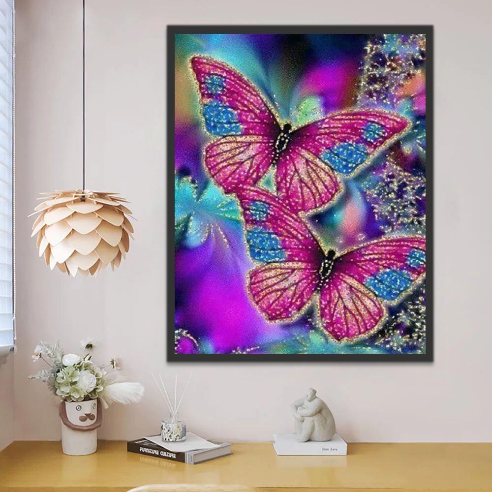 Dos Mariposas Rosas Pintar por Números