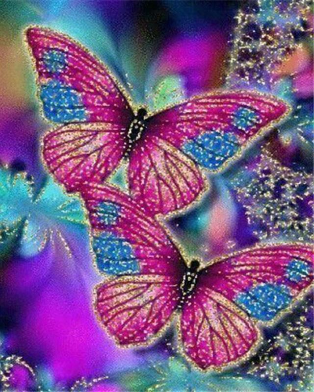 Dos Mariposas Rosas Pintar por Números