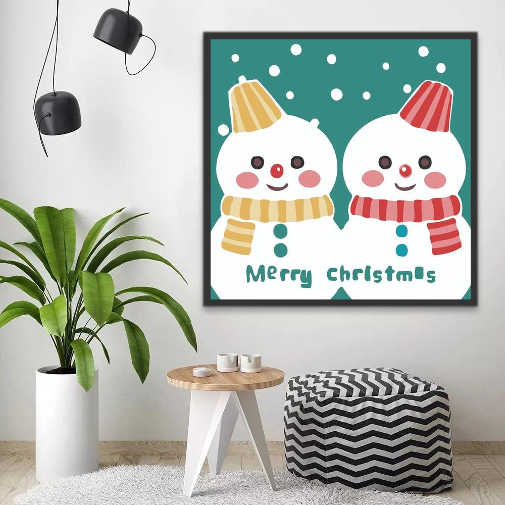 Dos Muñecos de Nieve y Feliz Navidad Pintar por Números