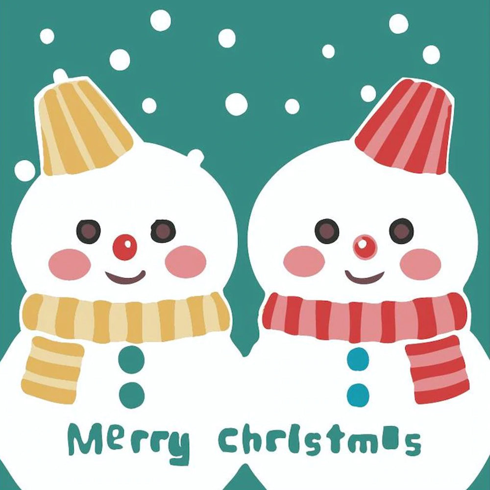 Dos Muñecos de Nieve y Feliz Navidad Pintar por Números