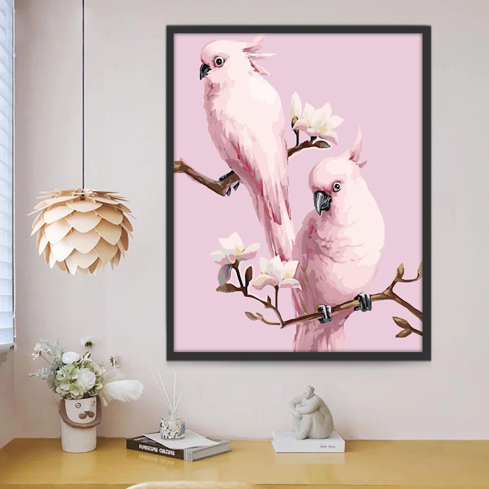 Dos Pájaros de Color Rosado Pintar por Números