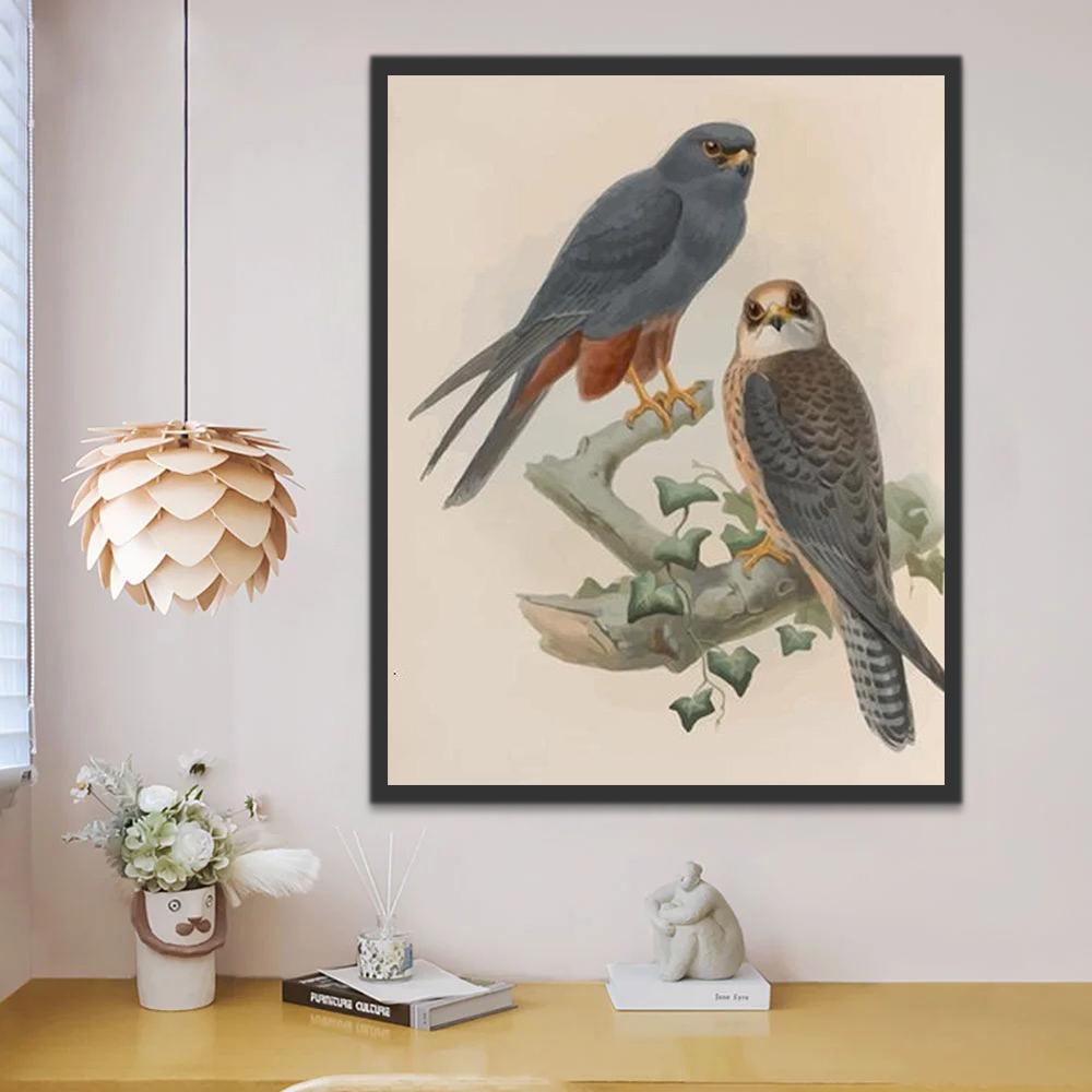 Dos Pájaros y Hojas en Rama Pintar por Números
