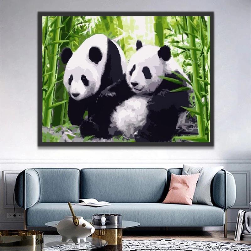 Dos Pandas entre Bosque de Bambú Pintar por Números