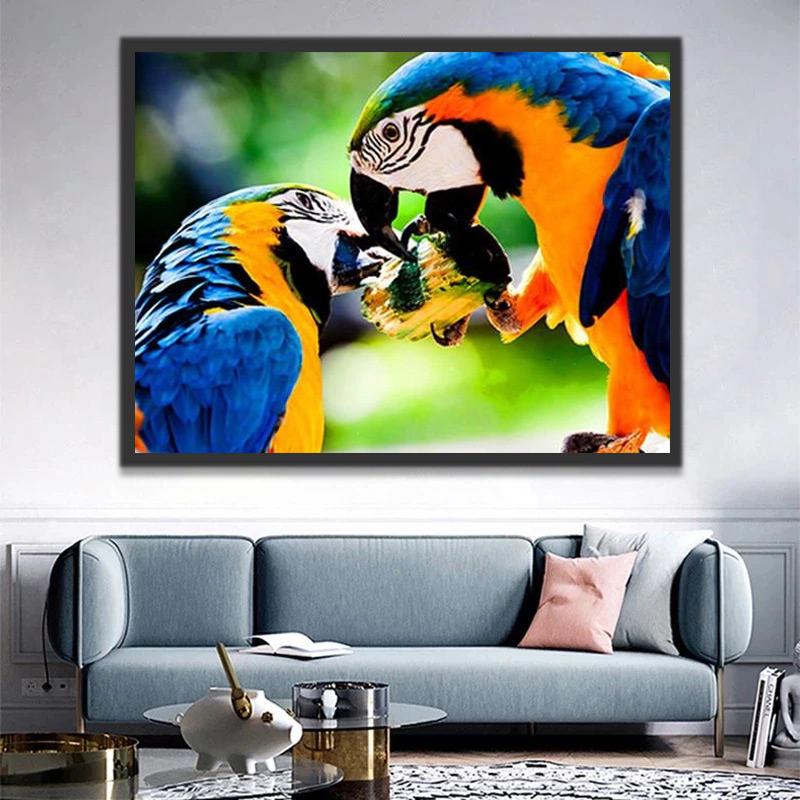 Dos Papagayos Comiendo Pintar por Números