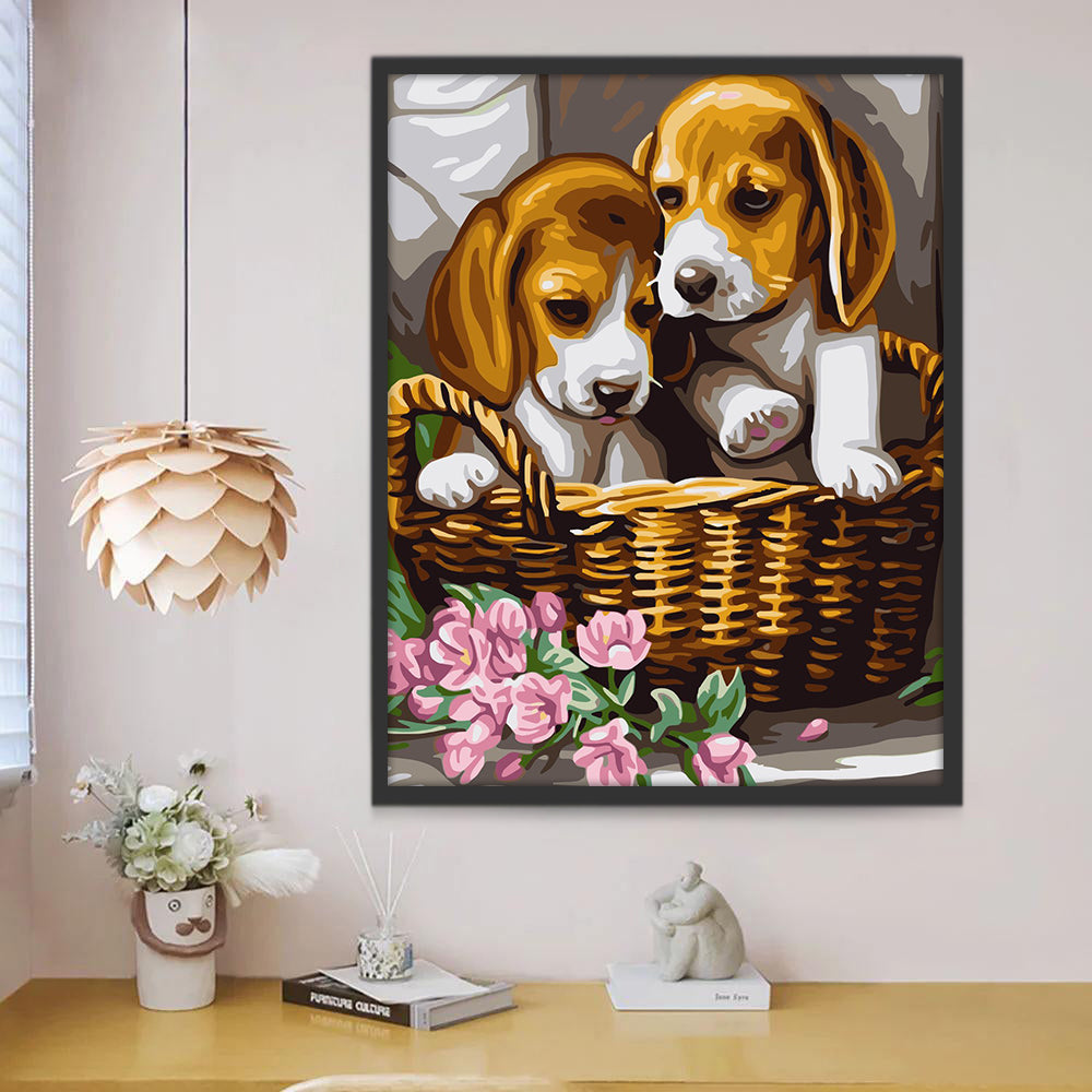 Dos Perros en Cesta Pintar por Números