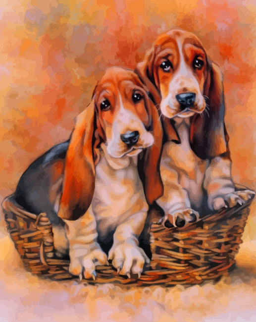 Dos Perros en Cesta Pintar por Números