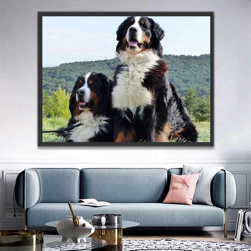 Dos Perros y Montaña Pintar por Números