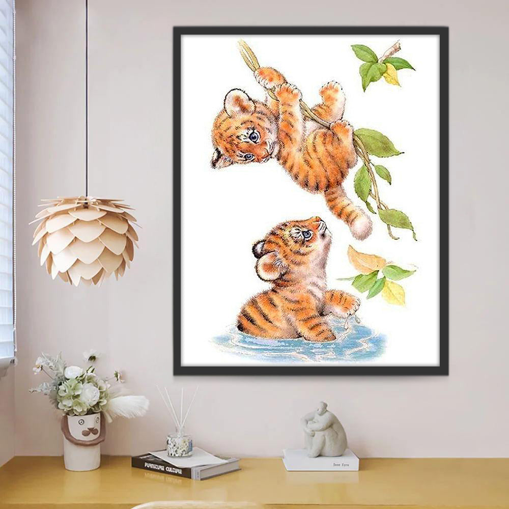 Dos Tigres Pequeños Lindos Pintar por Números