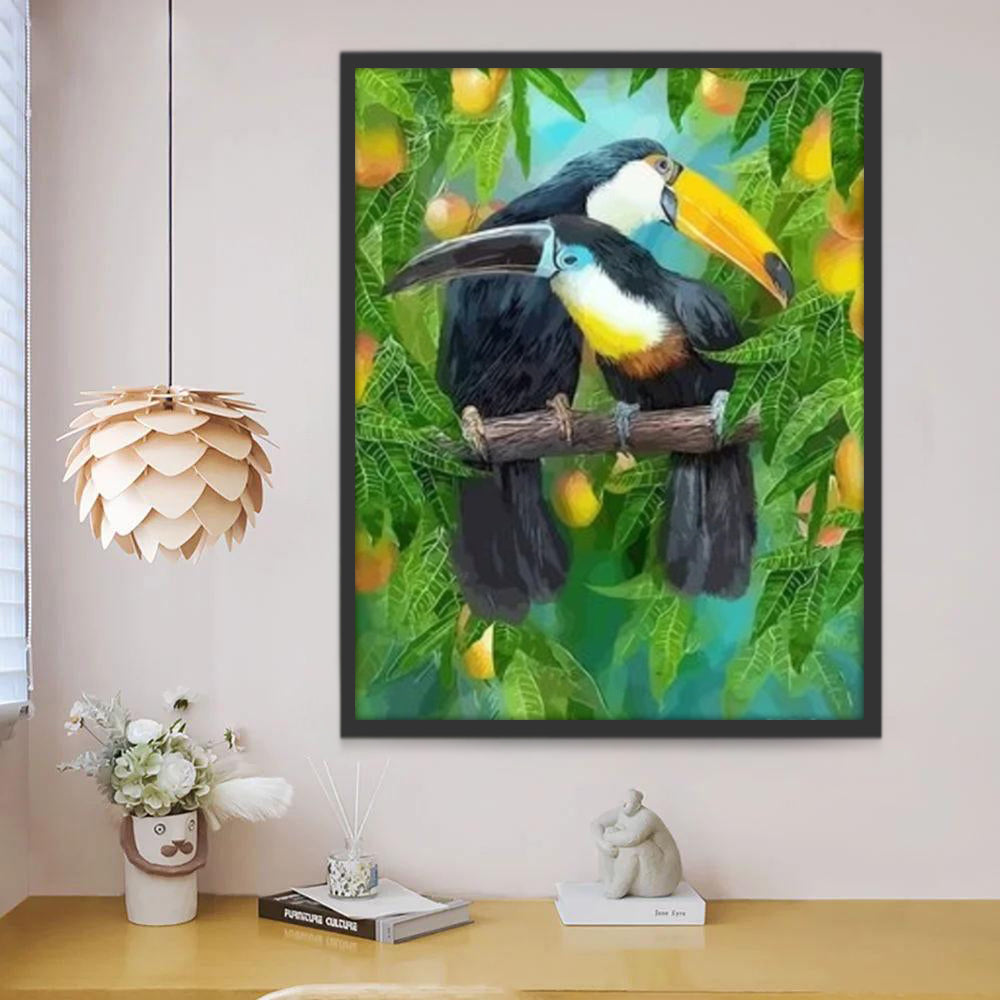 Dos Tucanes sobre Árbol Pintar por Números