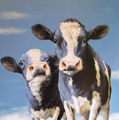 Dos Vacas Lecheras y Cielo Azul Pintar por Números