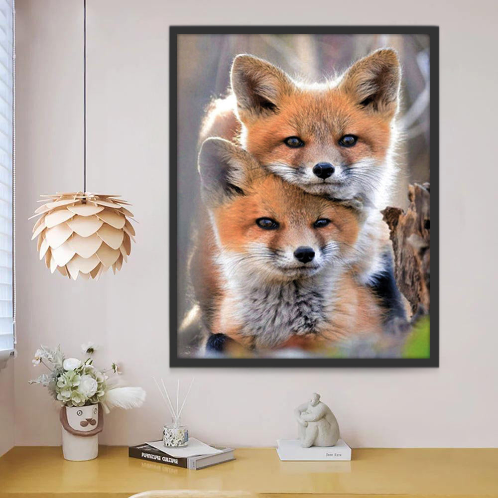 Dos Zorros Rojos Pequeños Adorables Pintar por Números