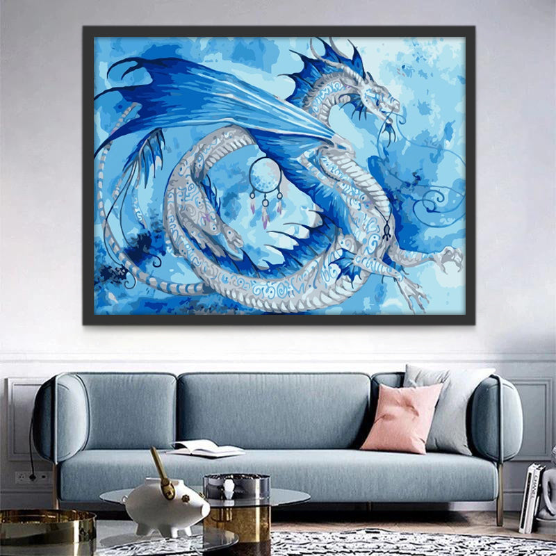 Dragón Azul Hermoso Pintar por Números