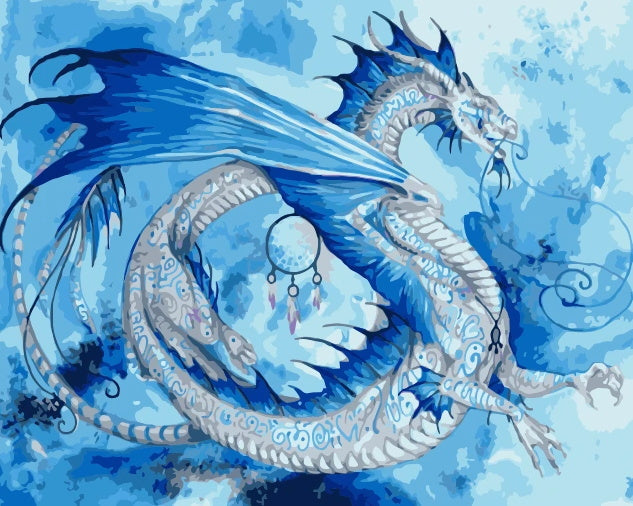 Dragón Azul Hermoso Pintar por Números