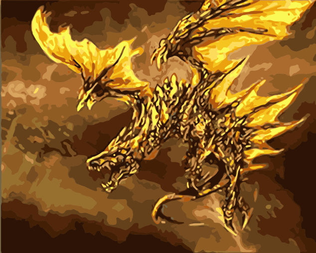 Dragón Dorado Volando en el Cielo Pintar por Números