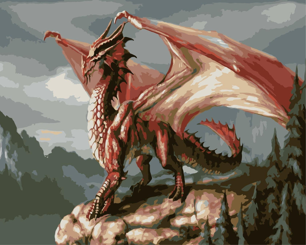 Dragón en la Cima de Montaña Pintar por Números