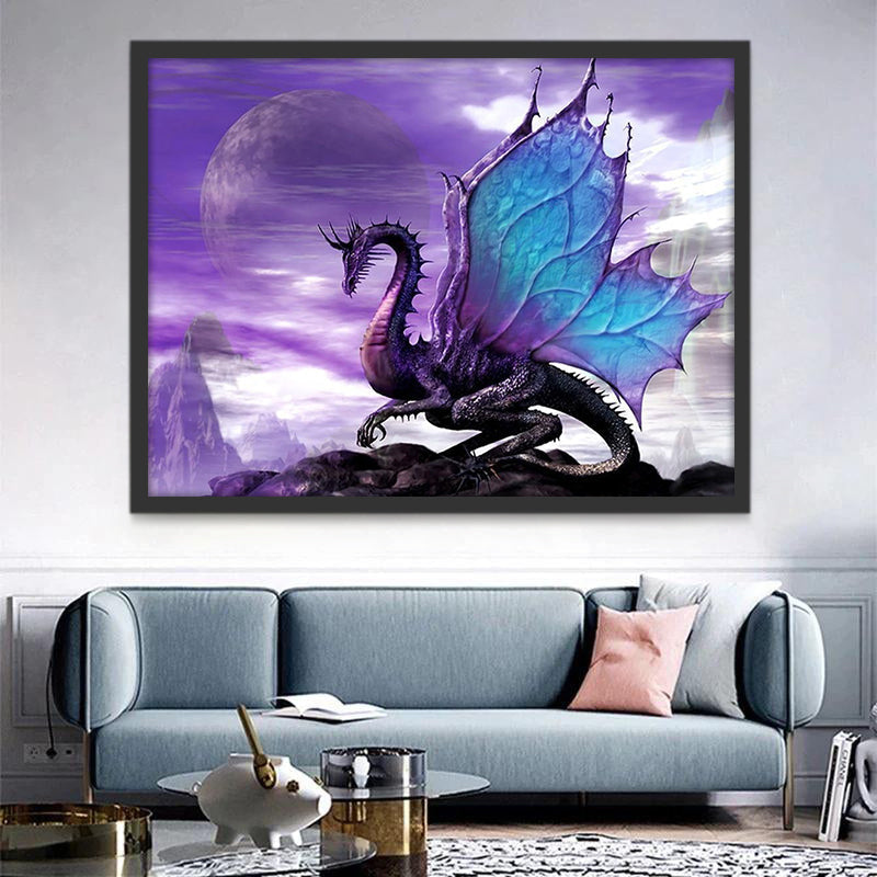 Dragón Morado con Alas Azules Pintar por Números