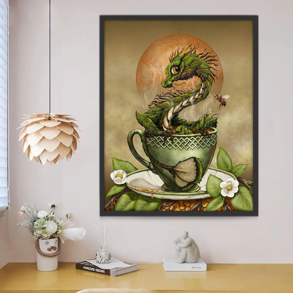 Dragón Verde en la Taza de Té Pintar por Números