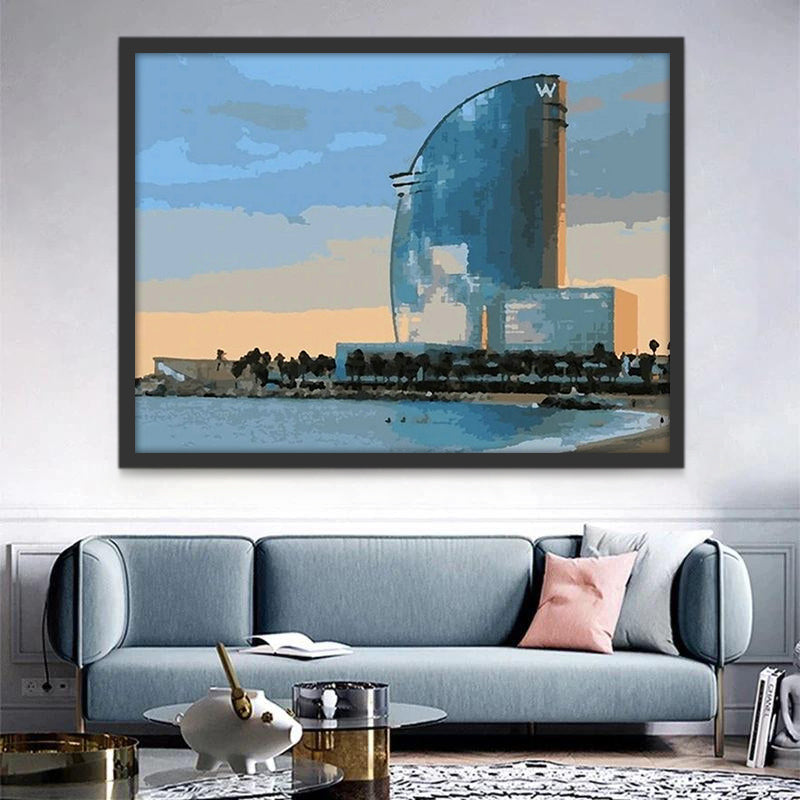 Edificio Moderno al Lado de Mar Pintar por Números