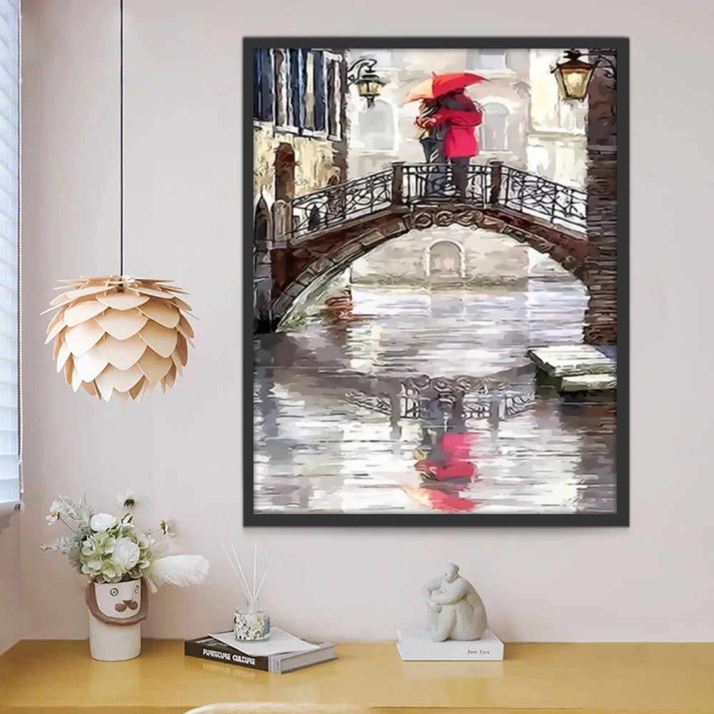 El Abrazo de Pareja sobre el Puente Pintar por Números