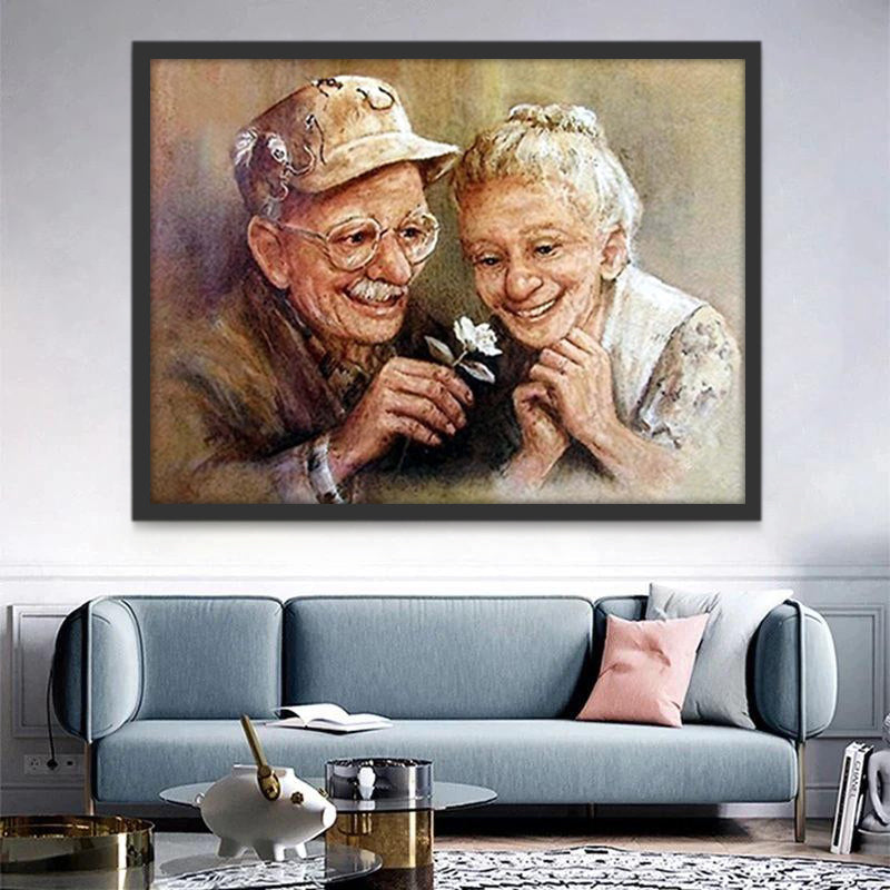 El Amor Romántico de Pareja de Ancianos Pintar por Números
