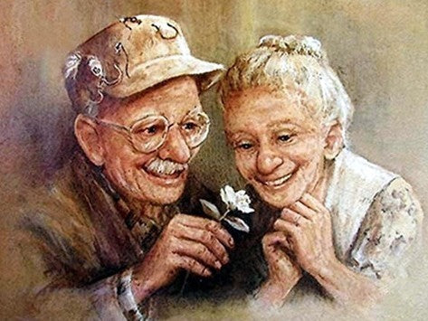 El Amor Romántico de Pareja de Ancianos Pintar por Números