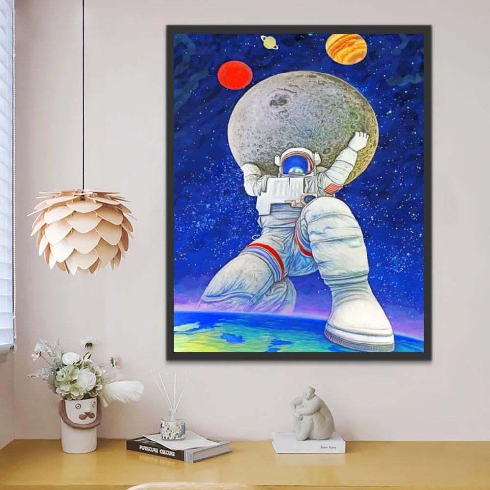 El Astronauta Sosteniendo la Luna Pintar por Números