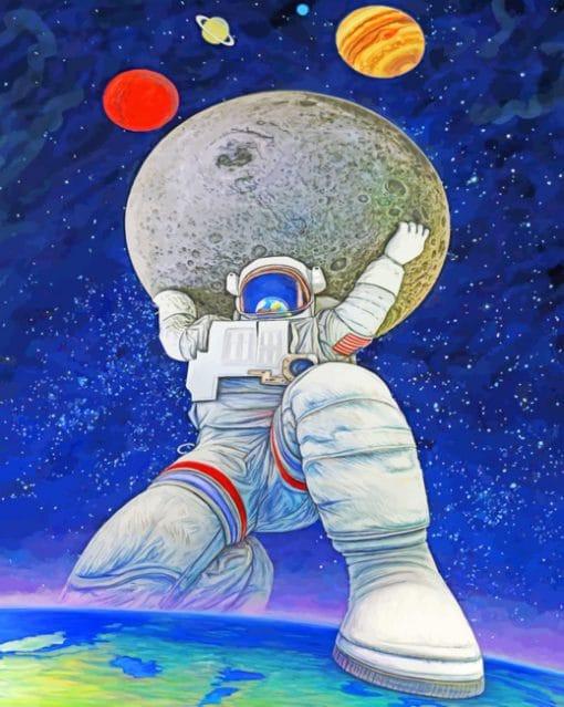 El Astronauta Sosteniendo la Luna Pintar por Números