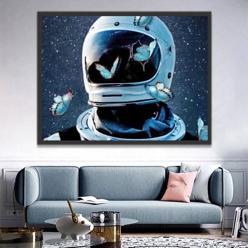 El Astronauta y Mariposas Azules Pintar por Números