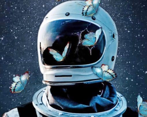 El Astronauta y Mariposas Azules Pintar por Números