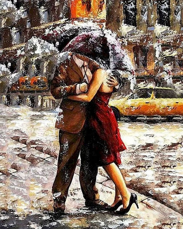 El Beso de la Pareja en la Calle Pintar por Números