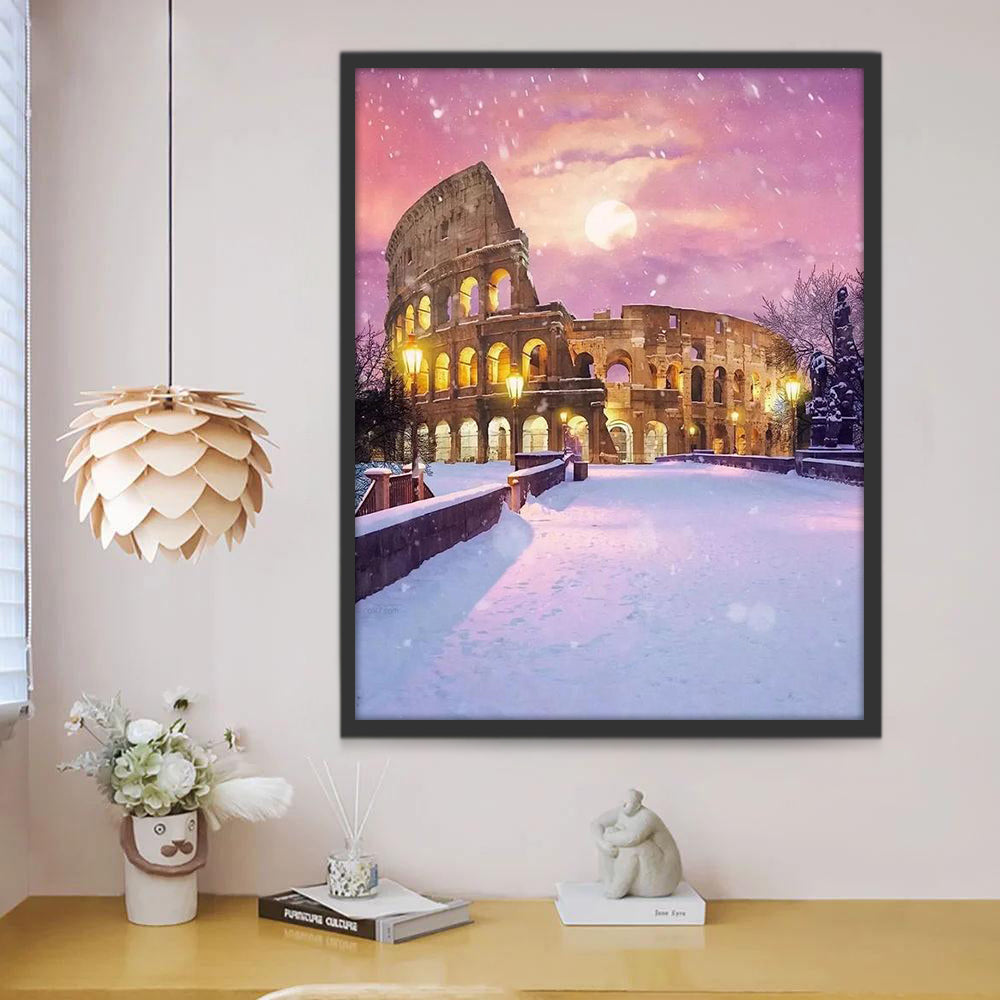El Coliseo y la Luna en el Invierno Pintar por Números