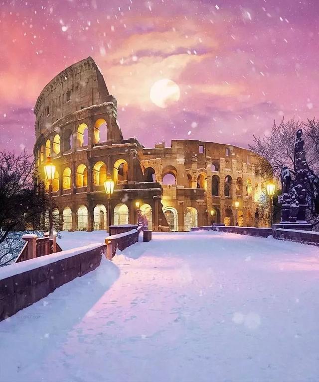El Coliseo y la Luna en el Invierno Pintar por Números
