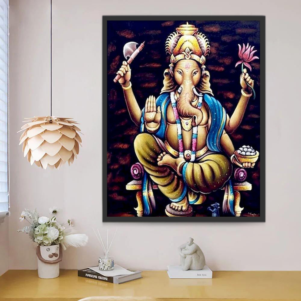 El Dios Hindú Ganesha del Hinduismo Sentado sobre la Silla Pintar por Números
